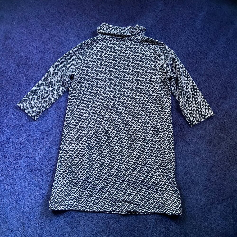 Black & White Geometric Mock-Neck Shift Dress – Women’s Sz L - Picture 2 of 5